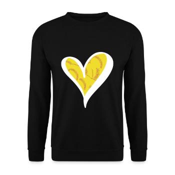 Herz Softball Shirt Geschenk - Unisex Pullover - Schwarz - Vorne - Alina (178cm) & Michal (187cm)