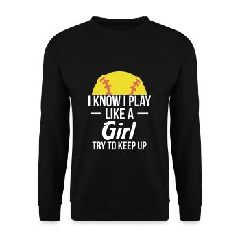 Je sais que je joue comme une fille essayez de garder la chemise - Sweat-shirt Unisexe - noir - Devant - Alina (178cm) & Michal (187cm)
