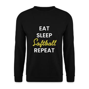 Eat Sleep Softball Repeat Shirt Geschenk - Unisex Pullover - Schwarz - Vorne - Alina (178cm) & Michal (187cm)