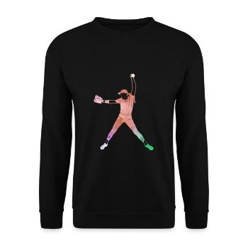 Softball Spielerin Shirt Geschenk - Unisex Pullover - Schwarz - Vorne - Alina (178cm) & Michal (187cm)