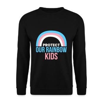 Protégez notre chemise Rainbow Kids LGBT Trans Kids - Sweat-shirt Unisexe - noir - Devant - Alina (178cm) & Michal (187cm)