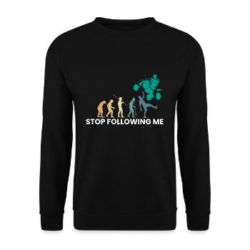 Vintage Retro Stop Following Me Quad Shirt - Sweat-shirt Unisexe - noir - Devant - Alina (178cm) & Michal (187cm)