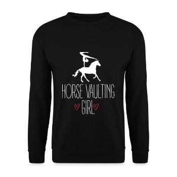 Horse Vaulting Girl Shirt Voltagieren Geschenk - Unisex Pullover - Schwarz - Vorne - Alina (178cm) & Michal (187cm)