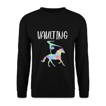 Vaulting Shirt Geschenk Voltagieren - Unisex Pullover - Schwarz - Vorne - Alina (178cm) & Michal (187cm)
