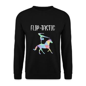 Flip-Tastic Voltagieren Horse Vaulting Shirt - Unisex Pullover - Schwarz - Vorne - Alina (178cm) & Michal (187cm)