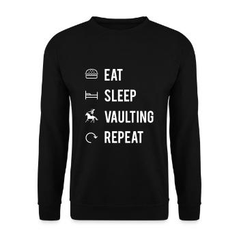 Eat Sleep Vaulting Repeat Shirt Geschenk - Unisex Pullover - Schwarz - Vorne - Alina (178cm) & Michal (187cm)
