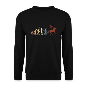Evolution Vintage Retro Horse Vaulting Voltagieren - Unisex Pullover - Schwarz - Vorne - Alina (178cm) & Michal (187cm)