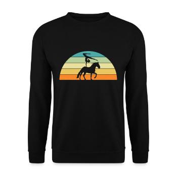 Vintage Retro Horse Vaulting Voltagieren - Unisex Pullover - Schwarz - Vorne - Alina (178cm) & Michal (187cm)