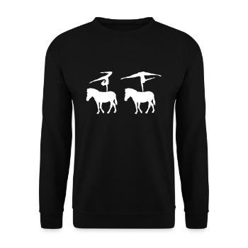Voltagieren Horse Vaulting Shirt Geschenk - Unisex Pullover - Schwarz - Vorne - Alina (178cm) & Michal (187cm)