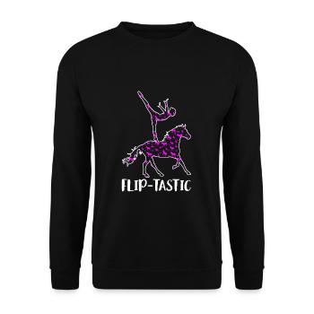 Flip-Tastic Voltagieren Horse Vaulting Shirt - Unisex Pullover - Schwarz - Vorne - Alina (178cm) & Michal (187cm)