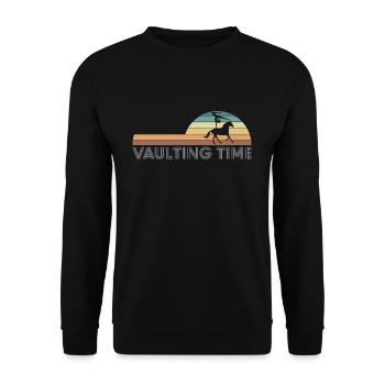 Vintage Retro Vaulting Time Voltagieren - Unisex Pullover - Schwarz - Vorne - Alina (178cm) & Michal (187cm)