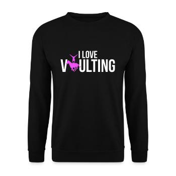 I Love Vaulting Shirt Geschenk Voltagieren - Unisex Pullover - Schwarz - Vorne - Alina (178cm) & Michal (187cm)