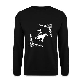 Voltagieren Horse Vaulting Shirt Geschenk - Unisex Pullover - Schwarz - Vorne - Alina (178cm) & Michal (187cm)