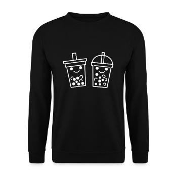 Boba Tea Shirt Geschenk - Unisex Pullover - Schwarz - Vorne - Alina (178cm) & Michal (187cm)