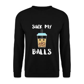 Suck My Balls Boba Tea Bubble Tee - Unisex Pullover - Schwarz - Vorne - Alina (178cm) & Michal (187cm)