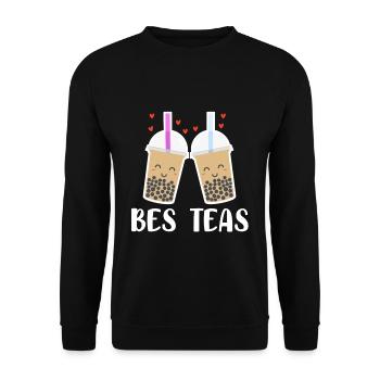 Bes Teas Shirt Geschenk Boba Tea Partnerlook - Unisex Pullover - Schwarz - Vorne - Alina (178cm) & Michal (187cm)