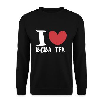 I Love Boba Tea Shirt Gift Bubble Tea - Unisex Sweatshirt - black - Front - Alina (178cm) & Michal (187cm)