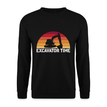 Excavator Time Vintage Retro Excavator Driver - Sweat-shirt Unisexe - noir - Devant - Alina (178cm) & Michal (187cm)