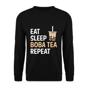 Manger Dormir Boba Thé Répéter Chemise Cadeau - Sweat-shirt Unisexe - noir - Devant - Alina (178cm) & Michal (187cm)