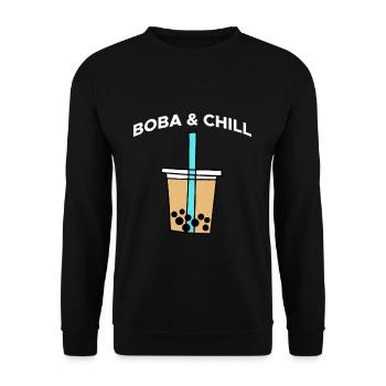 Boba & Chill Shirt Geschenk - Unisex Pullover - Schwarz - Vorne - Alina (178cm) & Michal (187cm)