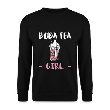 Boba Tea Girl Shirt Geschenk - Unisex Pullover - Schwarz - Vorne - Alina (178cm) & Michal (187cm)