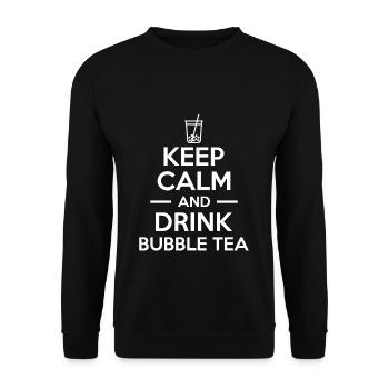 Keep Calm And Drink Bubble Tea Shirt Geschenk - Unisex Pullover - Schwarz - Vorne - Alina (178cm) & Michal (187cm)