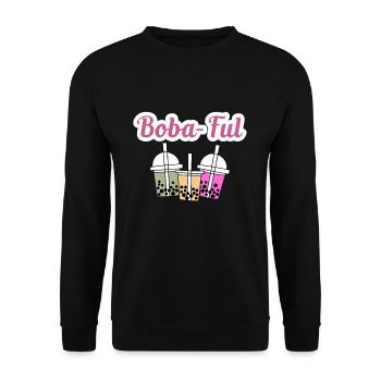 Boba-Ful Shirt Boba Bubble Tea Geschenk - Unisex Pullover - Schwarz - Vorne - Alina (178cm) & Michal (187cm)