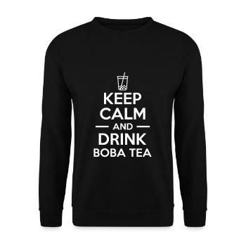 Keep Calm And Drink Boba Tea Shirt Geschenk - Unisex Pullover - Schwarz - Vorne - Alina (178cm) & Michal (187cm)
