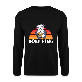 Boba Kind Panda Bär Shirt Geschenk - Unisex Pullover - Schwarz - Vorne - Alina (178cm) & Michal (187cm)