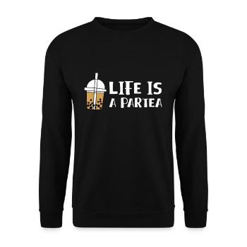Life Is A Partea Bubble Boba Tea Shirt Geschenk - Unisex Pullover - Schwarz - Vorne - Alina (178cm) & Michal (187cm)