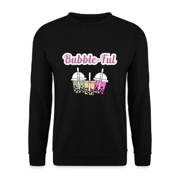 Bubble-Ful Boba Tea Shirt Geschenk - Unisex Pullover - Schwarz - Vorne - Alina (178cm) & Michal (187cm)