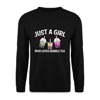 Just A Girl Who Loves Bubble Tea Shirt Geschenk - Unisex Pullover - Schwarz - Vorne - Alina (178cm) & Michal (187cm)