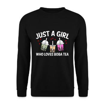 Just A Girl Who Loves Boba Tea Shirt Geschenk - Unisex Pullover - Schwarz - Vorne - Alina (178cm) & Michal (187cm)
