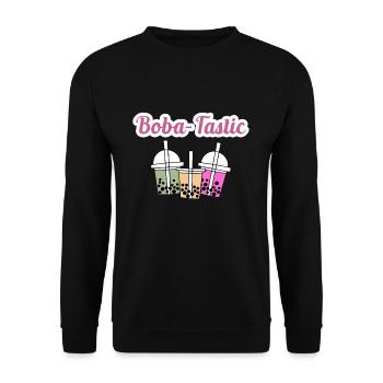 Boba-Tastic Bubble Boba Tea Shirt Geschenk - Unisex Pullover - Schwarz - Vorne - Alina (178cm) & Michal (187cm)