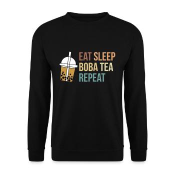 Manger Dormir Boba Thé Répéter Chemise Cadeau - Sweat-shirt Unisexe - noir - Devant - Alina (178cm) & Michal (187cm)