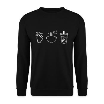 Ramen Boba Tee Shirt Geschenk - Unisex Pullover - Schwarz - Vorne - Alina (178cm) & Michal (187cm)