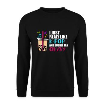 J’aime vraiment la K-pop et le bubble tea OK? - Sweat-shirt Unisexe - noir - Devant - Alina (178cm) & Michal (187cm)