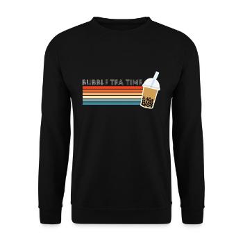 Vintage Retro Bubble Tea Time Shirt Boba Geschenk - Unisex Pullover - Schwarz - Vorne - Alina (178cm) & Michal (187cm)
