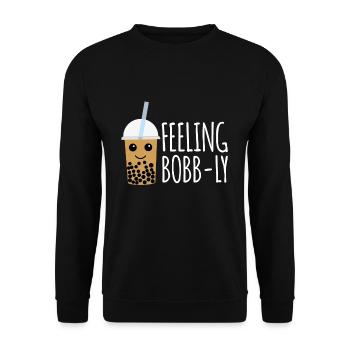 Feeling Bobb-Ly Shirt Geschenk Boba Bubble Tea - Unisex Pullover - Schwarz - Vorne - Alina (178cm) & Michal (187cm)