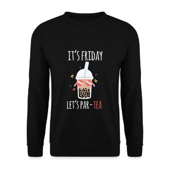 It´s Friday Let´s Part-TEA Shirt Bubble Boba Tee - Unisex Pullover - Schwarz - Vorne - Alina (178cm) & Michal (187cm)