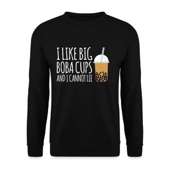 I Like Big Boba Cups And I Cannot Lie Shirt Bubble - Unisex Pullover - Schwarz - Vorne - Alina (178cm) & Michal (187cm)