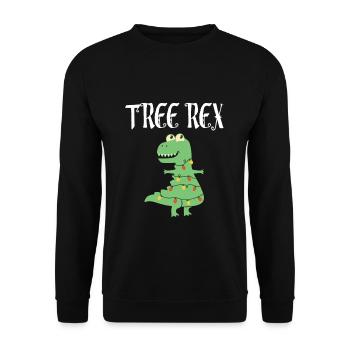 Tree Rex Shirt Geschenk Weihnachten Weihnachtsbaum - Unisex Pullover - Schwarz - Vorne - Alina (178cm) & Michal (187cm)