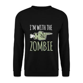 Im With The Zombie Shirt Geschenk Halloween - Unisex Pullover - Schwarz - Vorne - Alina (178cm) & Michal (187cm)