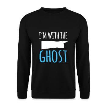 Im With The Ghost Shirt Geschenk Halloween - Unisex Pullover - Schwarz - Vorne - Alina (178cm) & Michal (187cm)