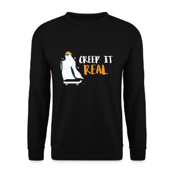 Creep It Real Geist Auf Skateboard - Unisex Pullover - Schwarz - Vorne - Alina (178cm) & Michal (187cm)