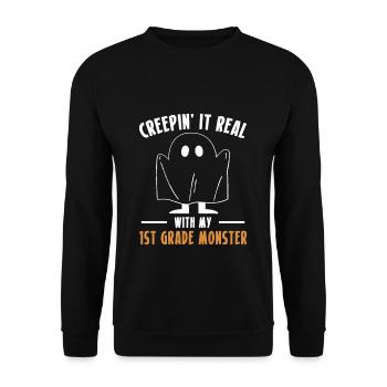 Creepin It Real avec mon monstre de 1ère année - Sweat-shirt Unisexe - noir - Devant - Alina (178cm) & Michal (187cm)