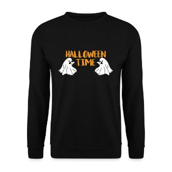 Halloween Time Shirt Ghost Ghost - Unisex Sweatshirt - black - Front - Alina (178cm) & Michal (187cm)