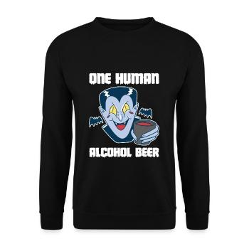 One Human Alcohol Beer Vampir Shirt - Unisex Pullover - Schwarz - Vorne - Alina (178cm) & Michal (187cm)