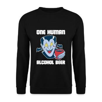One Human Alcohol Beer Vampir Shirt - Unisex Pullover - Schwarz - Vorne - Alina (178cm) & Michal (187cm)