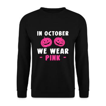 In October We Wear Pink Shirt Gift - Unisex Sweatshirt - black - Front - Alina (178cm) & Michal (187cm)